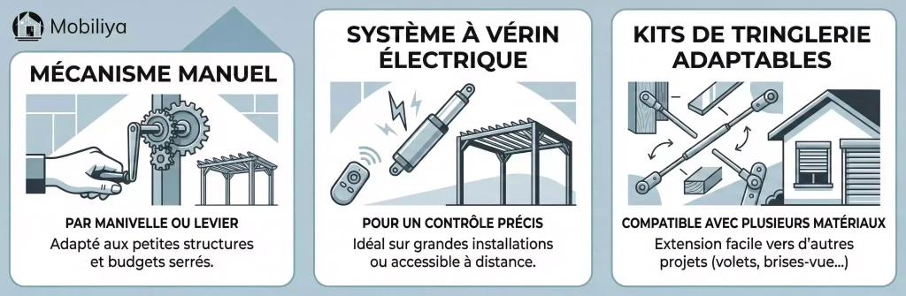 fabriquer système lame orientable pergola