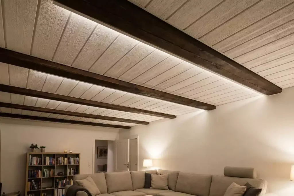 habillage entre poutre plafond