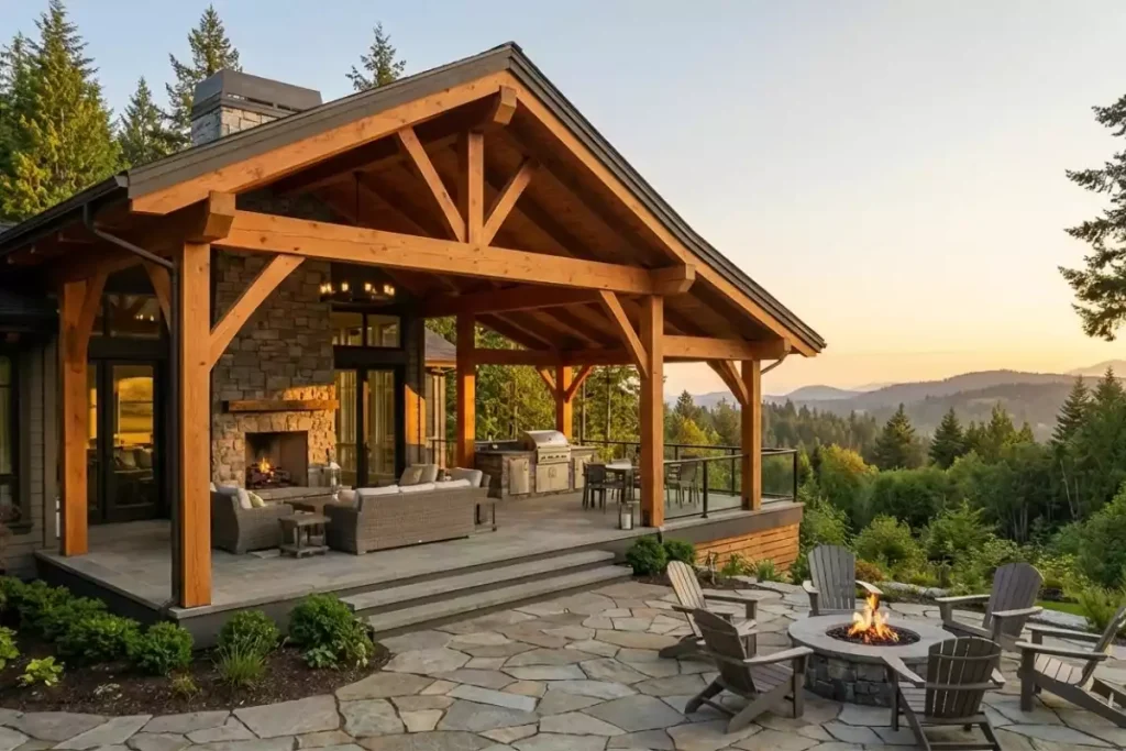 maison avec poutre apparente extérieur