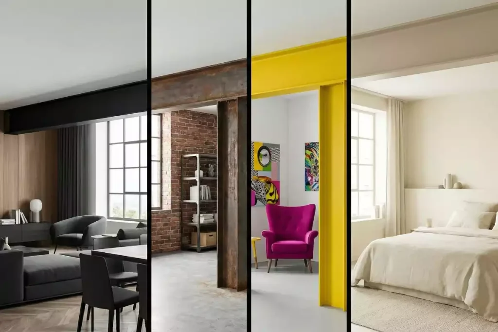 poutre ipn apparente salon moderne
