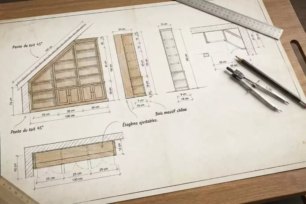 bibliotheque sous pente diy