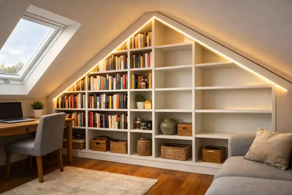 bibliotheque sous pente fabrication