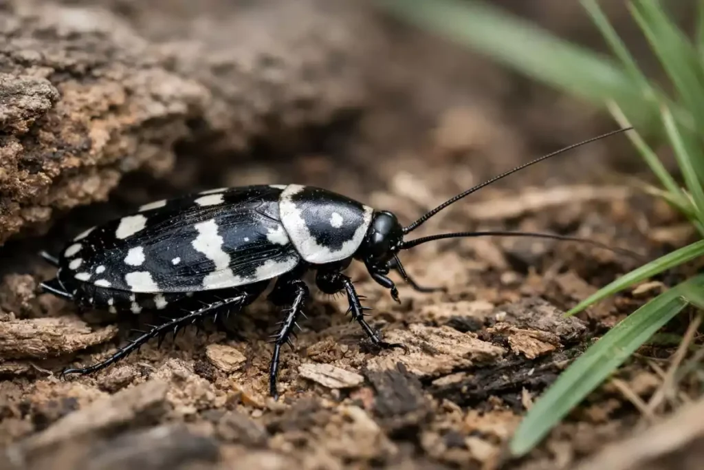 cafard noir et blanc maison jardin exterieur