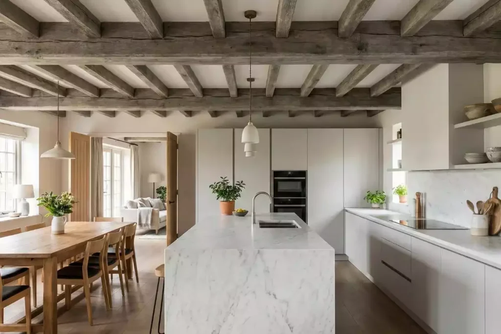 cuisine moderne rustique avec poutre apparente