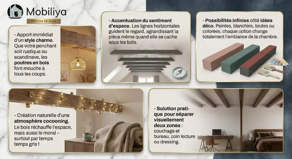 chambre parentale avec poutre apparente