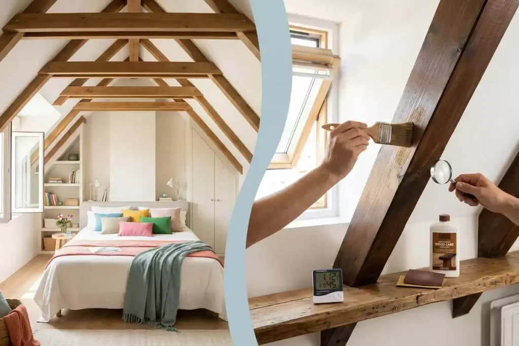 petite chambre avec poutre apparente