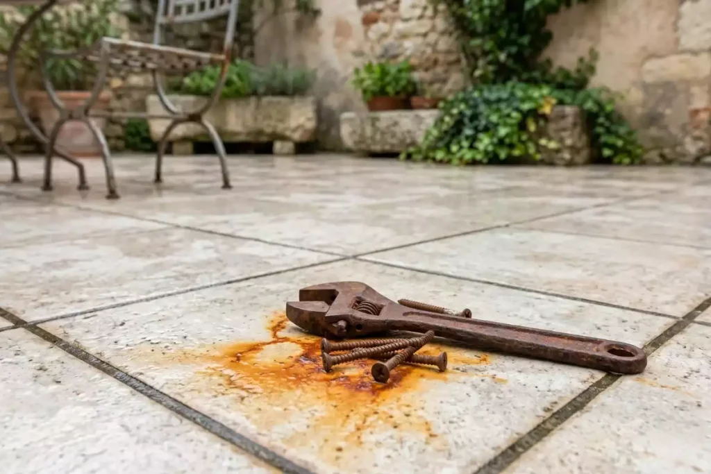 rouille sur carrelage