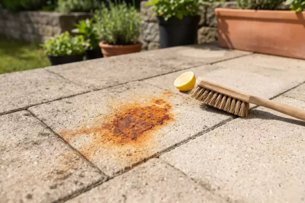 enlever tache de rouille sur dalle terrasse