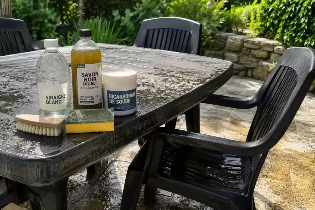 comment raviver salon de jardin plastique noir