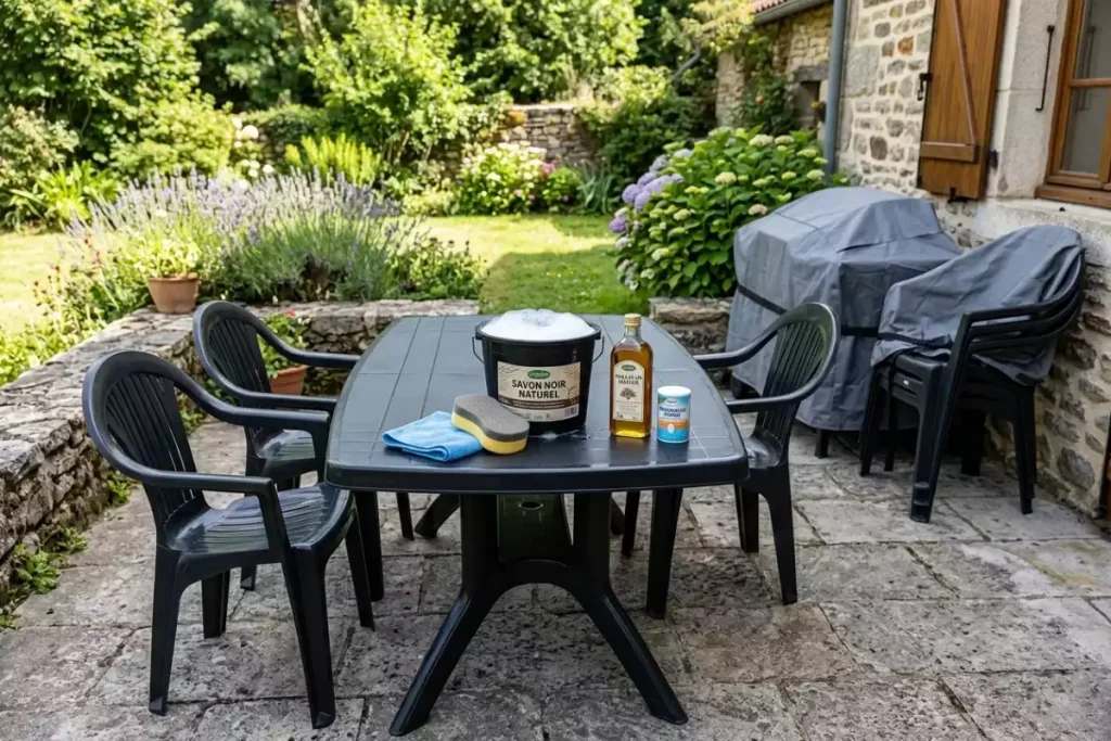 redonner vie a un salon de jardin plastique noir
