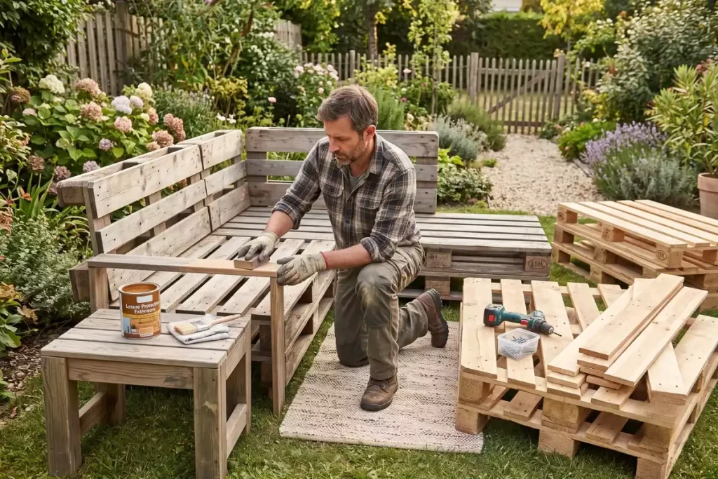 salon de jardin en palette pas a pas